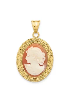 Brand new 🎁 14K Yellow Gold Diamond Cut Natural Shell Portrait Cameo Pendant by Belk & Co. 🥰 -DealsBelk & Co. Store Belk 37609
