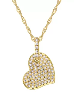 Brand new 🔥 1/4 ct. t.w. Diamond Heart Pendant with Chain in 14K Yellow Gold by Belk & Co. 🛒 -DealsBelk & Co. Store Belk 37613