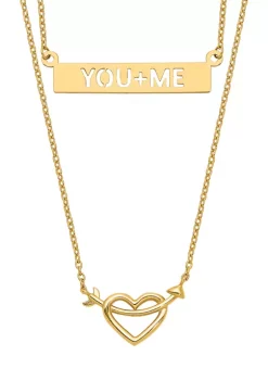 Outlet 👍 You + Me Polished Heart Two Strand Necklace in 14K Yellow Gold by Belk & Co. 🤩 -DealsBelk & Co. Store Belk 37617