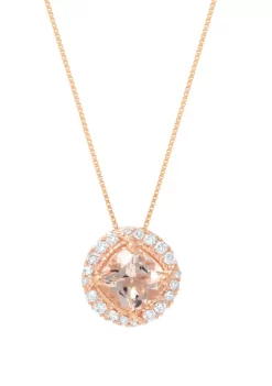 Coupon 👍 1 ct. t.w. Morganite and 1/8 ct. t.w. Diamond Pendant Necklace in 10K Rose Gold by Belk & Co. 😉
