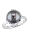 Brand new 🛒 1/4 ct. t.w. Diamond and 9.5 to 10 Millimeter Cultured Tahitian Pearl Cocktail Ring in 14k White Gold by Belk & Co. 🥰