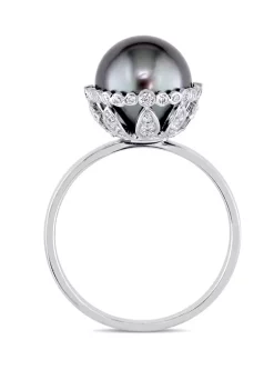 Brand new 🛒 1/4 ct. t.w. Diamond and 9.5 to 10 Millimeter Cultured Tahitian Pearl Cocktail Ring in 14k White Gold by Belk & Co. 🥰 -DealsBelk & Co. Store Belk 37627