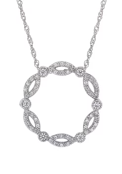 Discount ๐ 5/8 ct. t.w. Lab Created White Sapphire Twist Circle Pendant with Chain in 10K White Gold by Belk & Co. ๐ฏ
