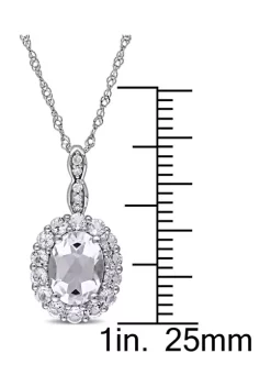 Top 10 🌟 2.12 ct. t.w. White Topaz and Diamond Accent Oval Vintage Pendant With Chain in 14k White Gold by Belk & Co. 💯 -DealsBelk & Co. Store Belk 37667