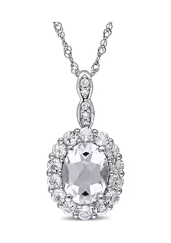 Top 10 🌟 2.12 ct. t.w. White Topaz and Diamond Accent Oval Vintage Pendant With Chain in 14k White Gold by Belk & Co. 💯 -DealsBelk & Co. Store Belk 37669