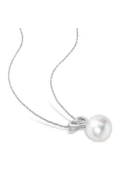 Flash Sale 🧨 9.5-10mm South Sea Cultured Pearl and Diamond Accent Heart Drop Pendant with Chain in 10k White Gold by Belk & Co. 💯 -DealsBelk & Co. Store Belk 37683