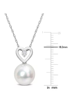 Flash Sale 🧨 9.5-10mm South Sea Cultured Pearl and Diamond Accent Heart Drop Pendant with Chain in 10k White Gold by Belk & Co. 💯 -DealsBelk & Co. Store Belk 37684