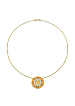 Best deal ✔️ 11.44 ct. t.g.w. Citrine, Madeira Citrine and White Topaz Double Halo Circle Pendant with Chain in 18K Yellow Gold Plated Sterling Silver by Belk & Co. ❤️ -DealsBelk & Co. Store Belk 37698