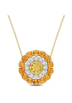 Best deal ✔️ 11.44 ct. t.g.w. Citrine, Madeira Citrine and White Topaz Double Halo Circle Pendant with Chain in 18K Yellow Gold Plated Sterling Silver by Belk & Co. ❤️ -DealsBelk & Co. Store Belk 37699