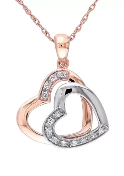Brand new ✨ 1/10 ct. t.w. Diamond Accent Double Heart Pendant with Chain in 10K Two-Tone Gold by Belk & Co. 🧨 -DealsBelk & Co. Store Belk 37706