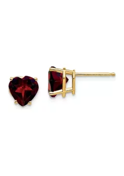 Promo ⭐ 2.8 ct. t.w. Garnet 7mm Heart Earrings in 14K Yellow Gold by Belk & Co. ⌛ -DealsBelk & Co. Store Belk 37719