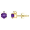 New ⭐ 14K Gold 4mm Round Amethyst Diamond Accent Earrings by Belk & Co. 😉