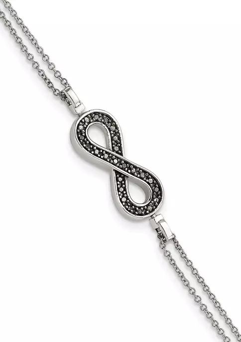 Top 10 ๐ 1/10 ct. t.w. Black and White Diamond Reversible Infinity with 0.5 Inch Extension Bracelet in Rhodium Plated Sterling Silver by Belk & Co. โจ 2 Top 10 ๐ 1/10 ct. t.w. Black and White Diamond Reversible Infinity with 0.5 Inch Extension Bracelet in Rhodium Plated Sterling Silver by Belk & Co. โจ - Image 2