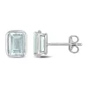 Hot Sale 🧨 1.90 ct. t.g.w. Aquamarine Bezel Style Emerald Cut Stud Earrings in Sterling Silver by Belk & Co. 👍