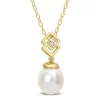 Brand new 🔥 8-9mm South Sea Cultured Freshwater Pearl and White Topaz Drop Pendant with Chain in Yellow Plated Sterling Silver by Belk & Co. 🌟
