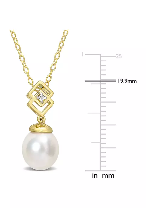 Brand new ๐ฅ 8-9mm South Sea Cultured Freshwater Pearl and White Topaz Drop Pendant with Chain in Yellow Plated Sterling Silver by Belk & Co. ๐ 3 Brand new ๐ฅ 8-9mm South Sea Cultured Freshwater Pearl and White Topaz Drop Pendant with Chain in Yellow Plated Sterling Silver by Belk & Co. ๐ - Image 3