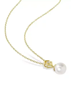 Brand new ๐ฅ 8-9mm South Sea Cultured Freshwater Pearl and White Topaz Drop Pendant with Chain in Yellow Plated Sterling Silver by Belk & Co. ๐ 8 Brand new ๐ฅ 8-9mm South Sea Cultured Freshwater Pearl and White Topaz Drop Pendant with Chain in Yellow Plated Sterling Silver by Belk & Co. ๐ -DealsBelk & Co. Store Belk 37754