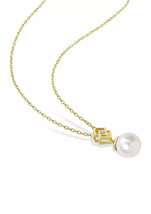 Brand new ๐ฅ 8-9mm South Sea Cultured Freshwater Pearl and White Topaz Drop Pendant with Chain in Yellow Plated Sterling Silver by Belk & Co. ๐ 4 Brand new ๐ฅ 8-9mm South Sea Cultured Freshwater Pearl and White Topaz Drop Pendant with Chain in Yellow Plated Sterling Silver by Belk & Co. ๐ - Image 4