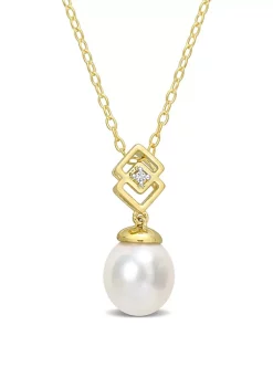 Brand new ๐ฅ 8-9mm South Sea Cultured Freshwater Pearl and White Topaz Drop Pendant with Chain in Yellow Plated Sterling Silver by Belk & Co. ๐ 9 Brand new ๐ฅ 8-9mm South Sea Cultured Freshwater Pearl and White Topaz Drop Pendant with Chain in Yellow Plated Sterling Silver by Belk & Co. ๐ -DealsBelk & Co. Store Belk 37755