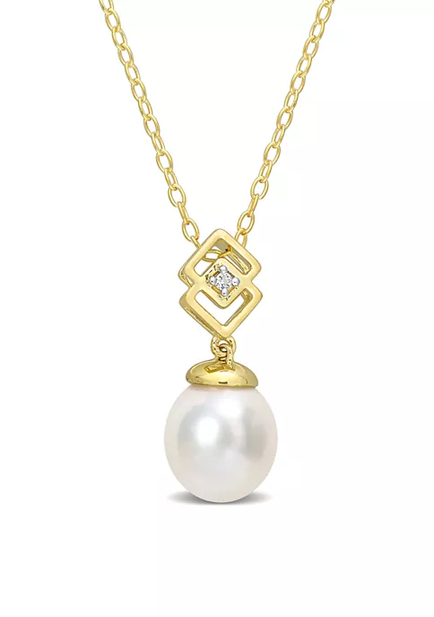 Brand new ๐ฅ 8-9mm South Sea Cultured Freshwater Pearl and White Topaz Drop Pendant with Chain in Yellow Plated Sterling Silver by Belk & Co. ๐ 5 Brand new ๐ฅ 8-9mm South Sea Cultured Freshwater Pearl and White Topaz Drop Pendant with Chain in Yellow Plated Sterling Silver by Belk & Co. ๐ - Image 5