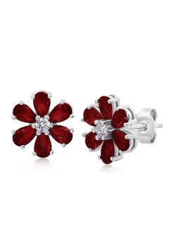 Top 10 🎉 Garnet Flower Stud Earrings in 925 Sterling Silver (0.5 Inch) by Belk & Co. 🔥