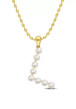 Brand new ๐ 3.5-4mm Freshwater Cultured Pearl "L" Initial Pendant with Chain in Yellow Plated Sterling Silver by Belk & Co. โ๏ธ