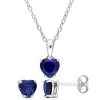 Discount 🎁 Lab Created 2-Piece Set of 2.70 ct. t.g.w. Created Blue Sapphire Earrings and Pendant with Chain in Sterling Silver by Belk & Co. ✨