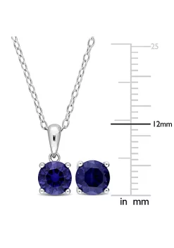 Deals 🛒 Lab Created 2-Piece Set of 3 ct. t.g.w. Created Blue Sapphire Earrings and Pendant with Chain in Sterling Silver by Belk & Co. ✔️ -DealsBelk & Co. Store Belk 37800