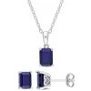 Discount 👏 Lab Created 2-Piece Set of 4.75 ct. t.g.w. Created Blue Sapphire Earrings and Pendant with Chain in Sterling Silver by Belk & Co. 😀
