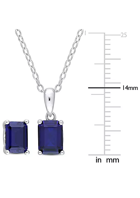 Discount ๐ Lab Created 2-Piece Set of 4.75 ct. t.g.w. Created Blue Sapphire Earrings and Pendant with Chain in Sterling Silver by Belk & Co. ๐ 3 Discount ๐ Lab Created 2-Piece Set of 4.75 ct. t.g.w. Created Blue Sapphire Earrings and Pendant with Chain in Sterling Silver by Belk & Co. ๐ - Image 3