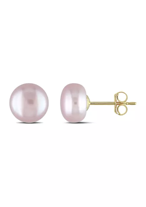 Promo ❤️ 7-7.5mm Pink Freshwater Cultured Pearl Stud Earrings 14k Yellow Gold by Belk & Co. 🌟 4 Promo ❤️ 7-7.5mm Pink Freshwater Cultured Pearl Stud Earrings 14k Yellow Gold by Belk & Co. 🌟 - Image 4