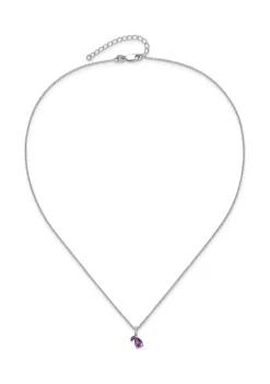 Best Pirce ๐ 3/4 ct. t.w. Amethyst and White Topaz with 2 Inch Extension Necklace in Rhodium Plated Sterling Silver by Belk & Co. โจ