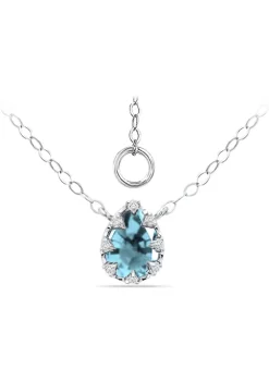 Cheap 🎁 1-1/10 ct. 8x6MM Pear Blue and White Topaz Crown Necklace on 16 inch Chain with Extender, Sterling Silver by Belk & Co. 🔔 -DealsBelk & Co. Store Belk 37831