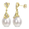 Buy 🛒 9-10MM South Sea Cultured Pearl and 1/8 CT TW Diamond Drop Earrings in 14k Yellow Gold by Belk & Co. 🤩