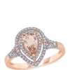 Buy 😉 5/8 ct. t.w. Morganite and 1/4 ct. t.w. Diamond Halo Ring by Belk & Co. 🧨