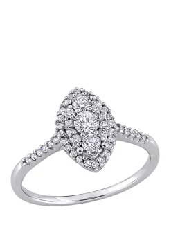 Best deal ⌛ 1/2 ct. t.w. Diamond Composite Marquise Shape Halo Engagement Ring in 10k White Gold by Belk & Co. 👏