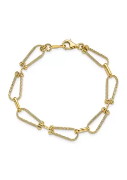 New 🔔 14K Yellow Gold Diamond Cut and Textured Fancy Link Bracelet by Belk & Co. 🎉 -DealsBelk & Co. Store Belk 37886