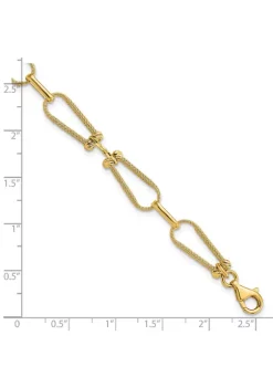 New 🔔 14K Yellow Gold Diamond Cut and Textured Fancy Link Bracelet by Belk & Co. 🎉 -DealsBelk & Co. Store Belk 37887