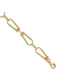 New 🔔 14K Yellow Gold Diamond Cut and Textured Fancy Link Bracelet by Belk & Co. 🎉 -DealsBelk & Co. Store Belk 37888
