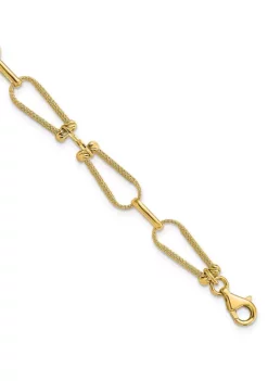 New 🔔 14K Yellow Gold Diamond Cut and Textured Fancy Link Bracelet by Belk & Co. 🎉 -DealsBelk & Co. Store Belk 37889