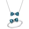 Outlet 🌟 2-Piece Set of 1.9 ct. t.g.w. London Blue Topaz and 1/10 ct. t.w. Diamond Pendant with Chain and Ring in 10K White Gold by Belk & Co. ✔️