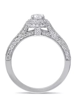 Best deal 🔔 1 CT TW Diamond Halo Vintage Engagement Ring in 14k White Gold by Belk & Co. 🎉 -DealsBelk & Co. Store Belk 37898