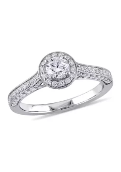 Best deal 🔔 1 CT TW Diamond Halo Vintage Engagement Ring in 14k White Gold by Belk & Co. 🎉 -DealsBelk & Co. Store Belk 37899