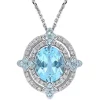 Top 10 ⌛ 6.2 ct. t.w. Blue Topaz and 1/2 ct. t.w. Diamond Halo Pendant with Chain in 14K White Gold by Belk & Co. 🤩
