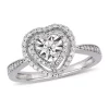 New 👍 3/8 CT TW Diamond Halo Heart Engagement Ring in Sterling Silver by Belk & Co. 🎁