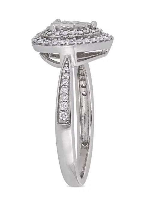 New 👍 3/8 CT TW Diamond Halo Heart Engagement Ring in Sterling Silver by Belk & Co. 🎁 3 New 👍 3/8 CT TW Diamond Halo Heart Engagement Ring in Sterling Silver by Belk & Co. 🎁 - Image 3