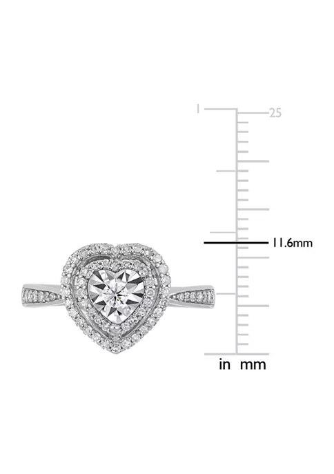 New 👍 3/8 CT TW Diamond Halo Heart Engagement Ring in Sterling Silver by Belk & Co. 🎁 4 New 👍 3/8 CT TW Diamond Halo Heart Engagement Ring in Sterling Silver by Belk & Co. 🎁 - Image 4