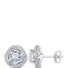 Cheapest ⭐ Blue Topaz and 1/5 ct. t.w. Diamond Swirl Stud Earrings in 10K White Gold by Belk & Co. ⌛