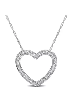 Best Sale โ๏ธ 1/4 ct. t.w. Diamond Heart Necklace in 14K White Gold by Belk & Co. ๐