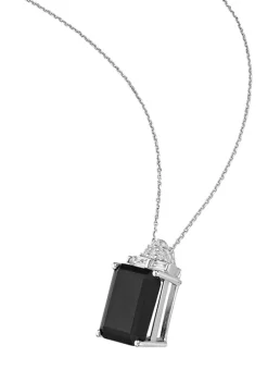 Brand new 🥰 4 1/2 ct. t.w. Black Onyx and 3/8 ct. t.w. White Topaz Pendant Necklace in Sterling Silver by Belk & Co. 🥰 -DealsBelk & Co. Store Belk 37941